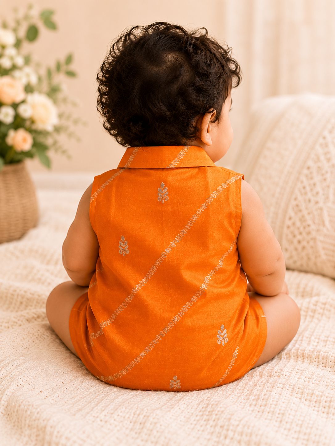 Baby Rajkumar Romper - Orange
