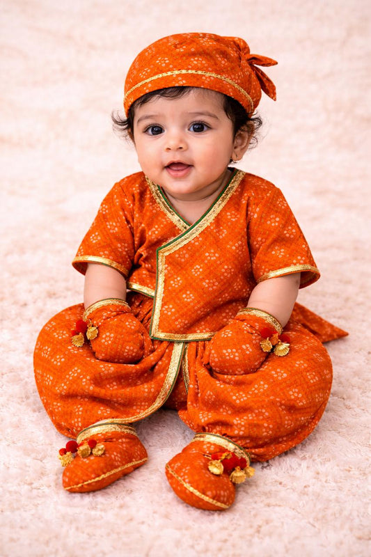 Baby Bhandej Jamna Set - Orange