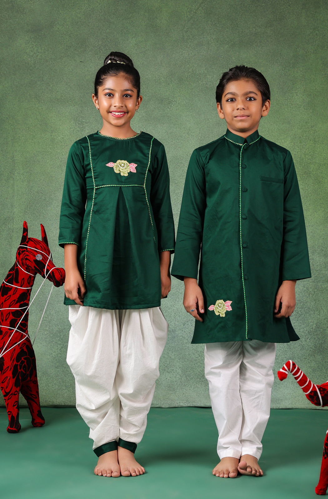 Boy Kurta Set - Bottle  Green