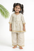 Girl Royal Gold Kurta Palazzo Set - Beige