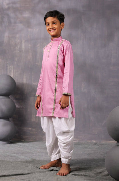 Boy Mirror Kurta Set- Wine