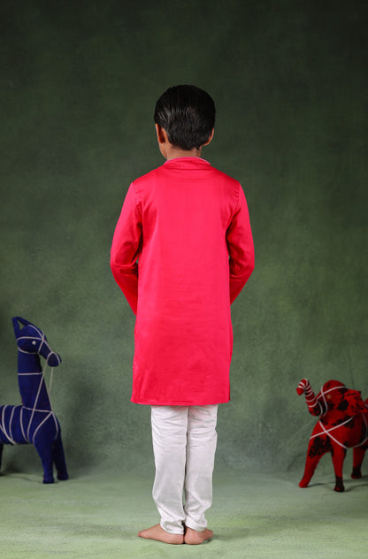 Boy Kurta Set - Hot Pink