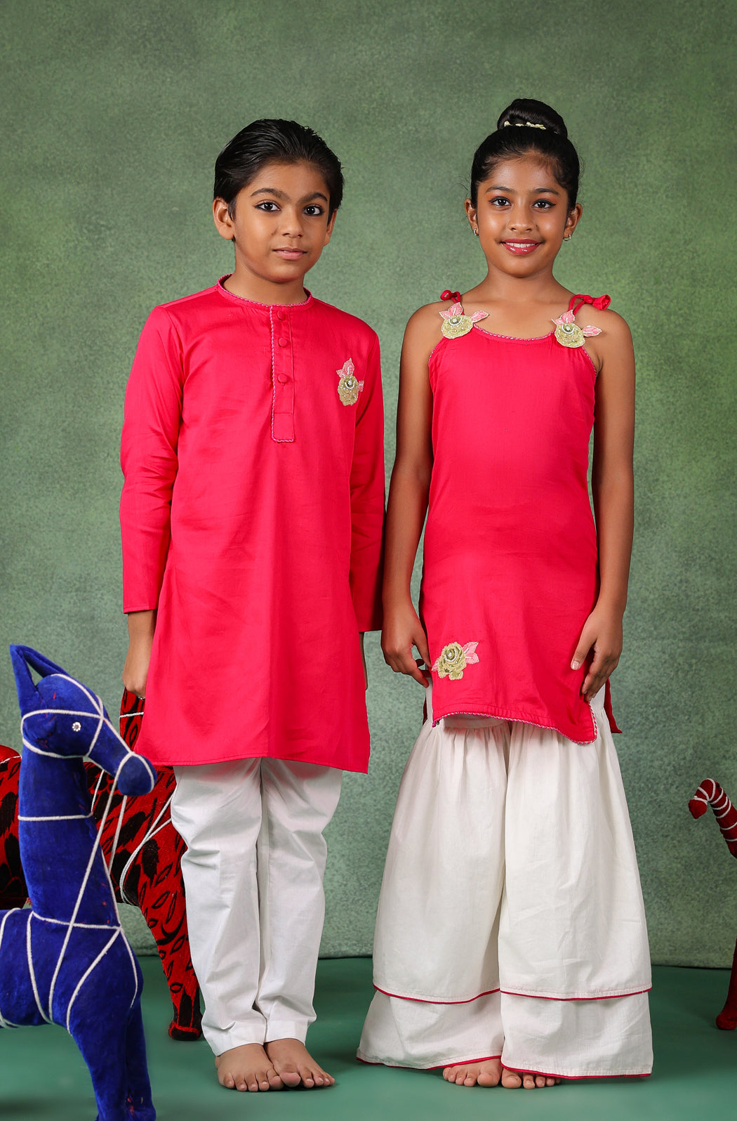 Boy Kurta Set - Hot Pink