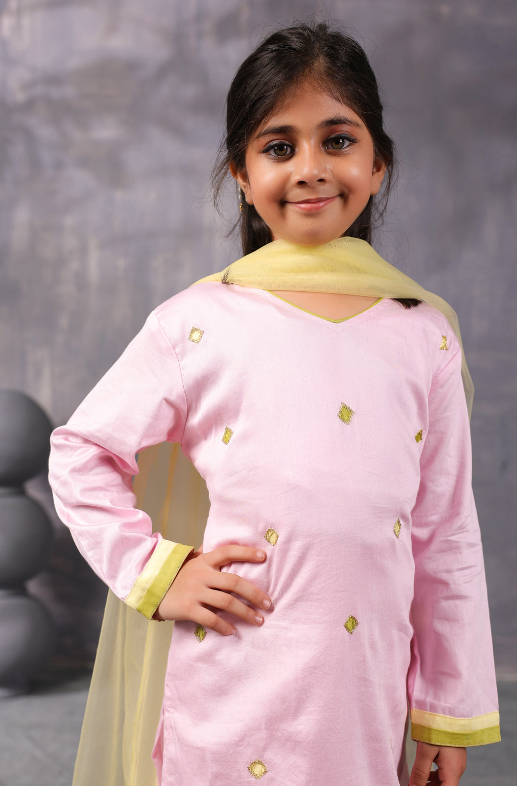 Girls Kurta Sharara Set-Baby Pink