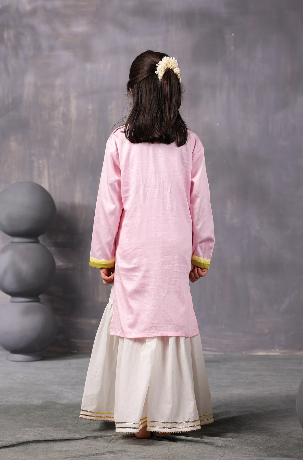 Girls Kurta Sharara Set-Baby Pink