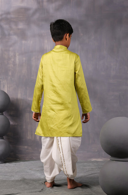 Boy Gota Kurta Set- Sap Green