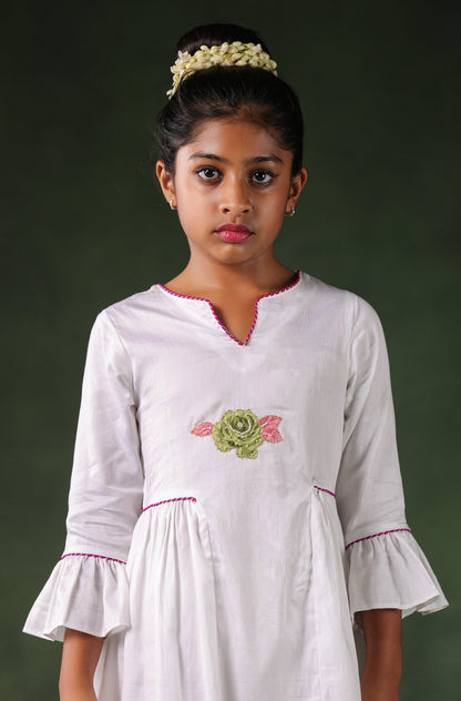 Girl Kurta Set- Navy Blue White