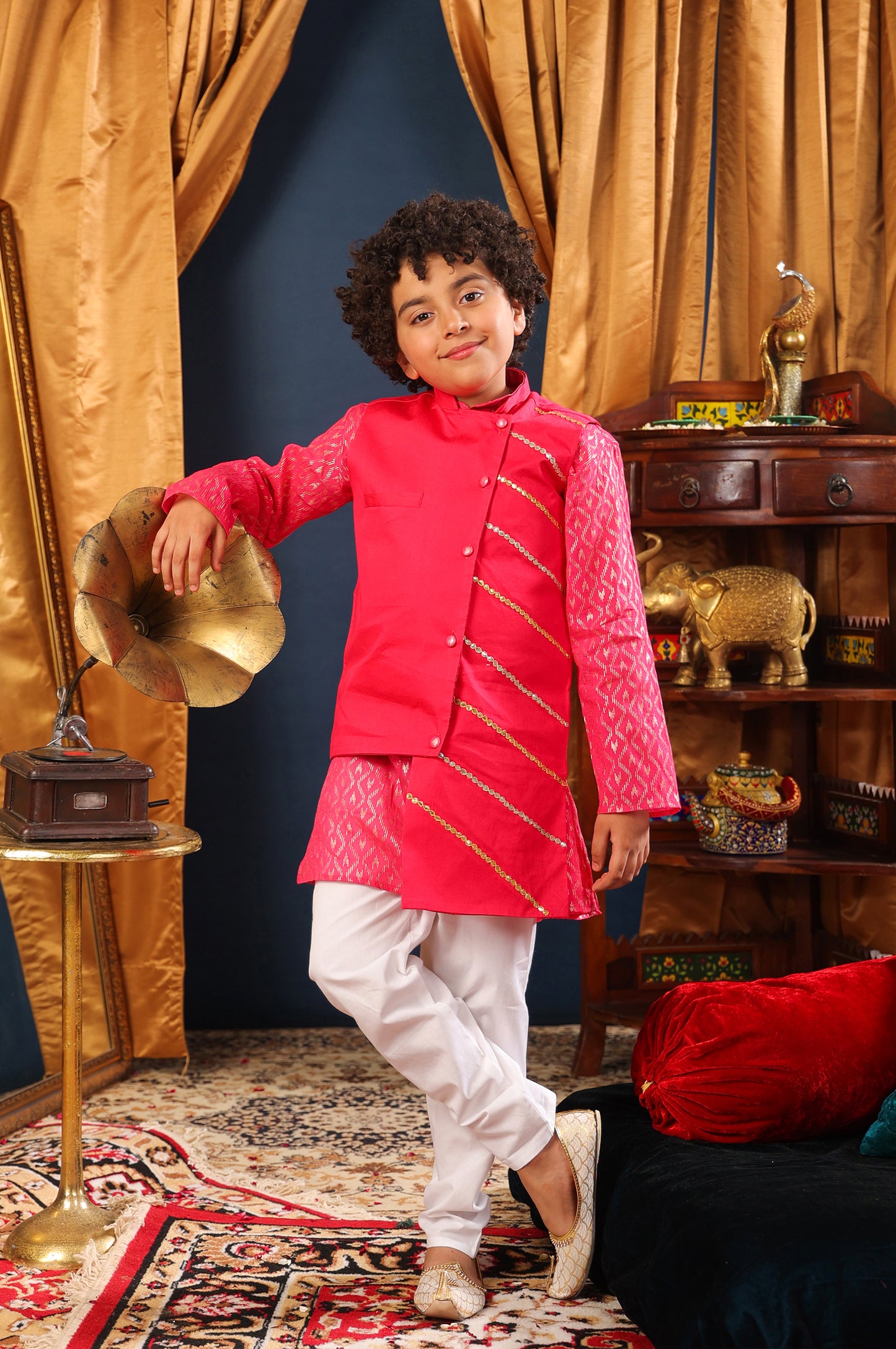 Boy 3pc Bundi Set-Rani Pink