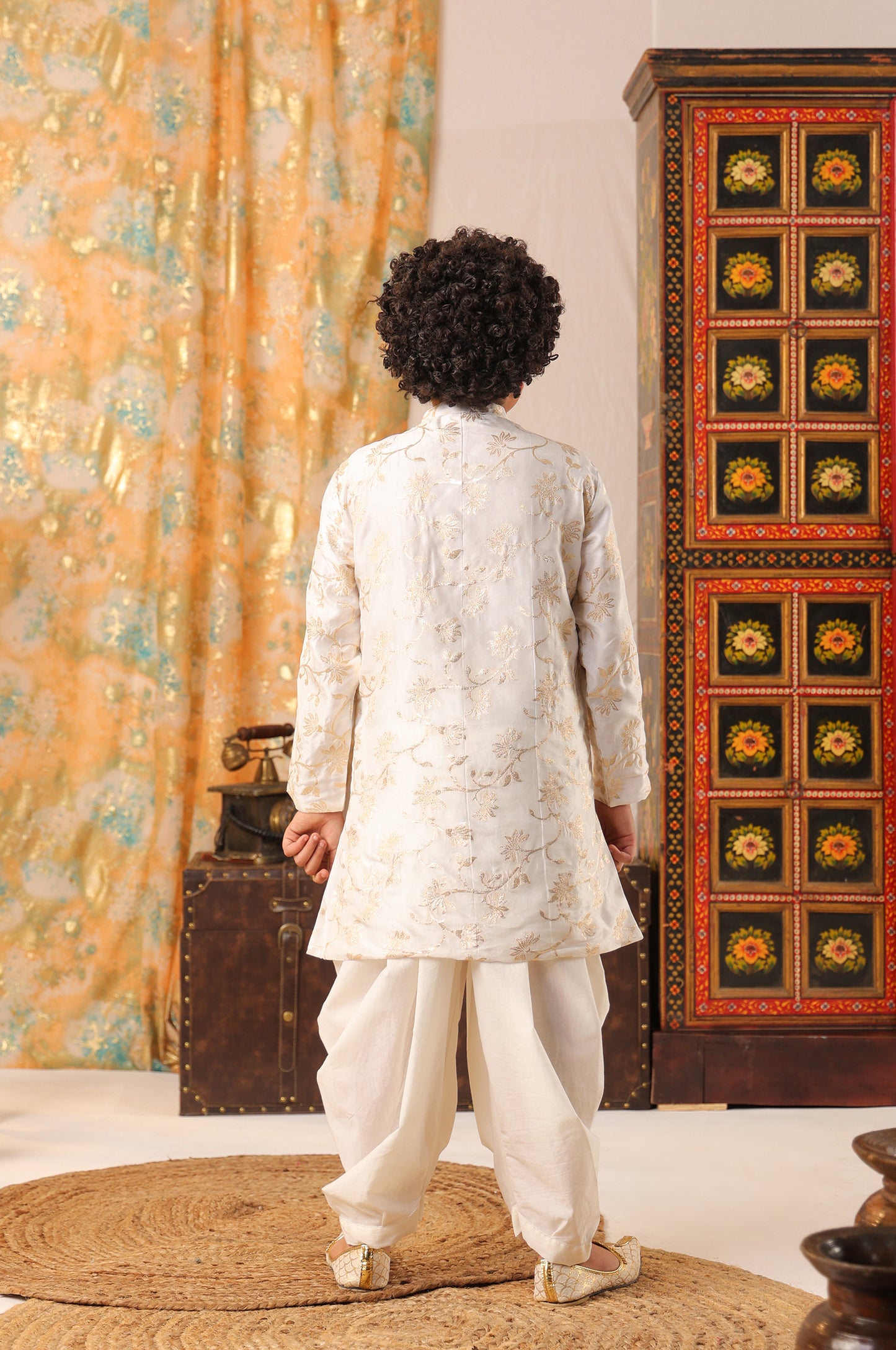 Boy Sherwani Kurta Set-White