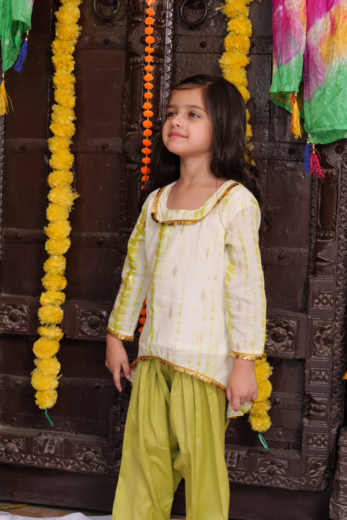 Girls Top and Pant Set - Sap Green