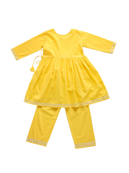 Girl Kurta Pallazo Set - Yellow