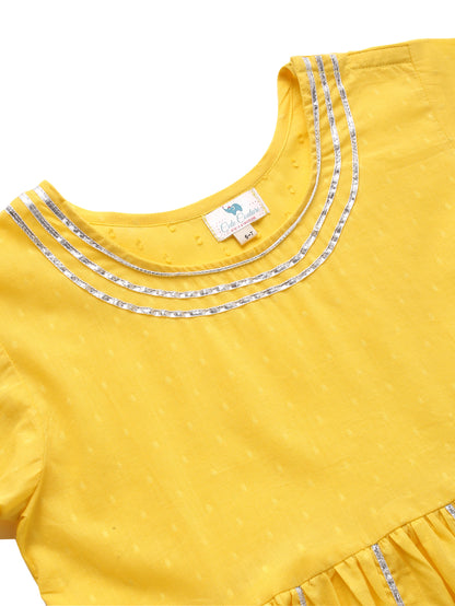 Girl Kurta Pallazo Set - Yellow