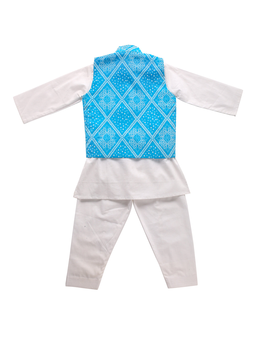 Boy Bandhani 3 Pc Jacket Set - Turquoise