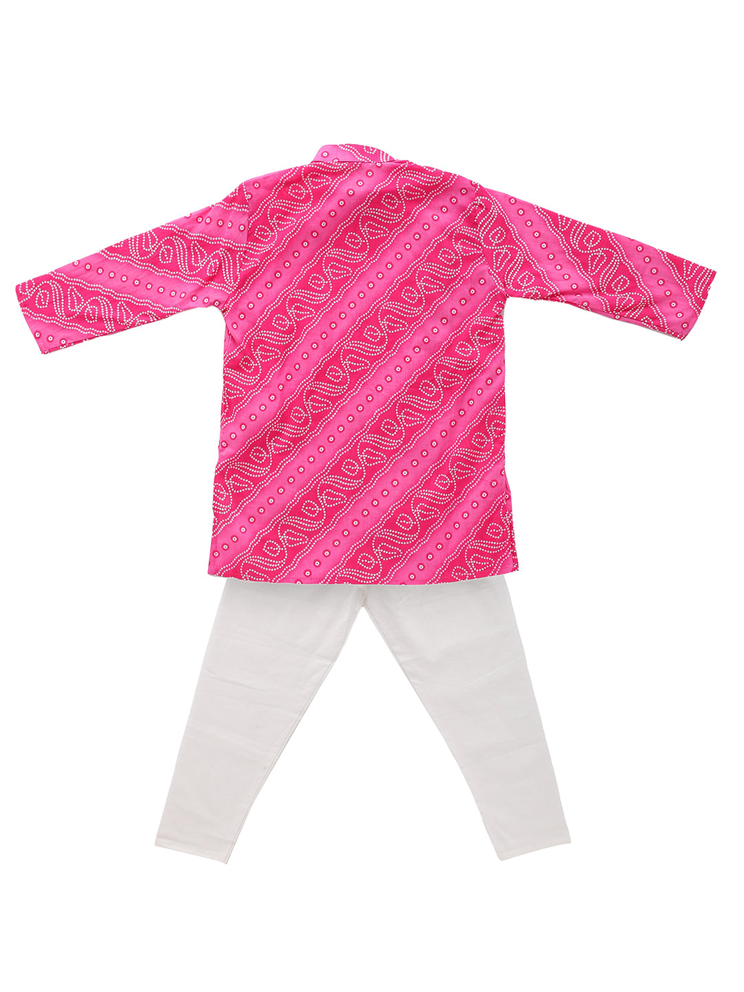 Boy Bandhani Print Kurta Set-Pink