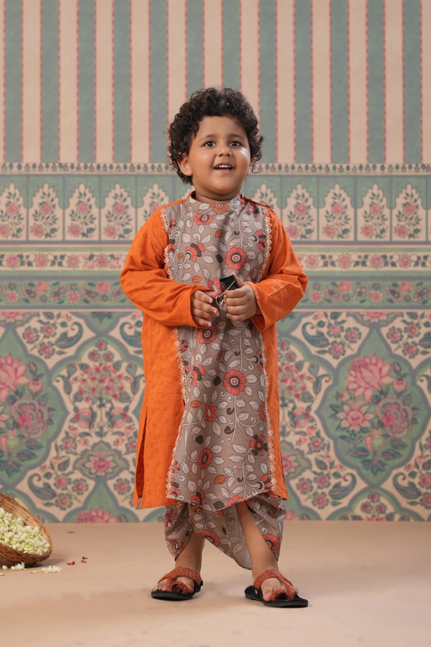 Boy Kurta Dhoti Set - Rust