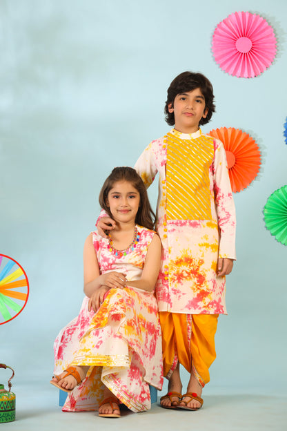 Boy Colurful Dye Kurta Dhoti Set - Multi