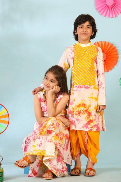 Boy Colurful Dye Kurta Dhoti Set - Multi