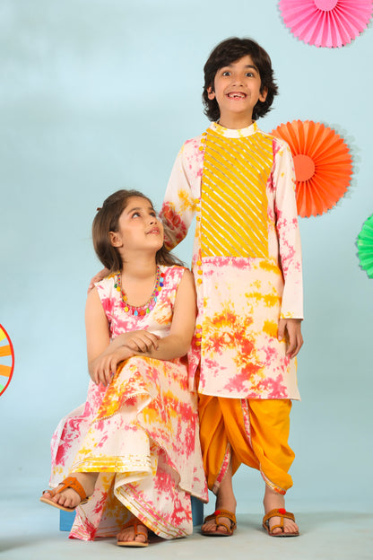 Boy Colurful Dye Kurta Dhoti Set - Multi