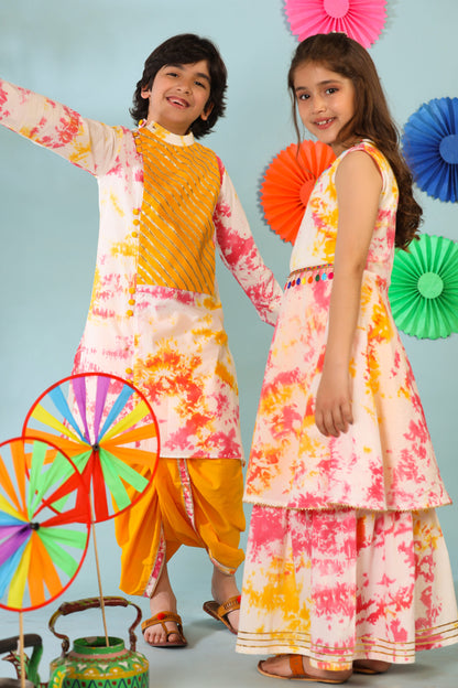 Boy Colurful Dye Kurta Dhoti Set - Multi