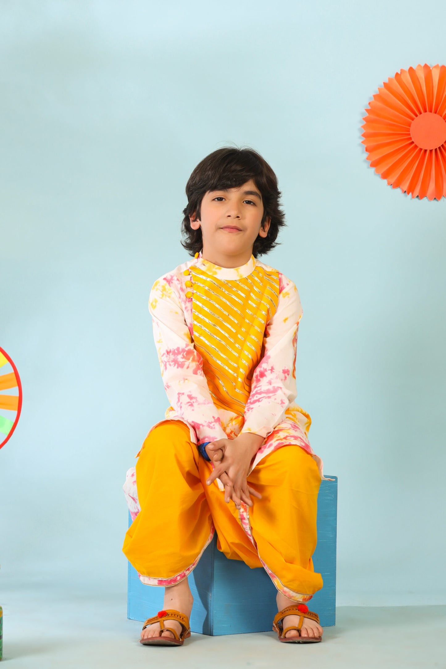 Boy Colurful Dye Kurta Dhoti Set - Multi