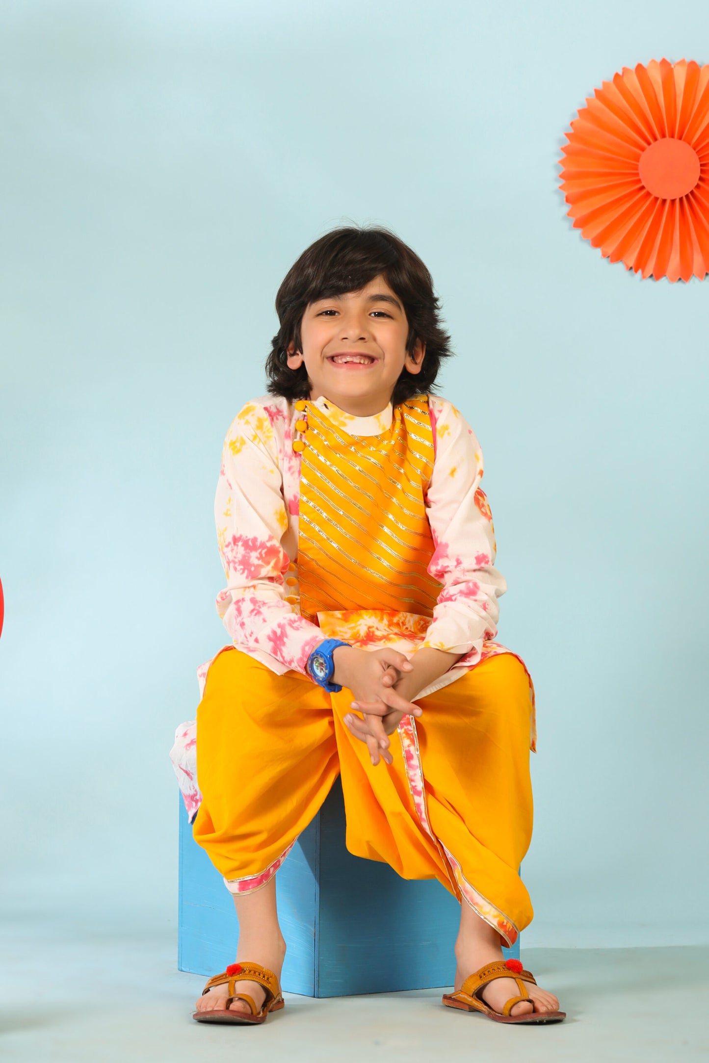 Boy Colurful Dye Kurta Dhoti Set - Multi