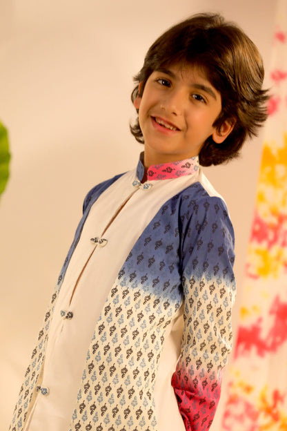 Boy Ombre Serwani Kurta Set - Blue