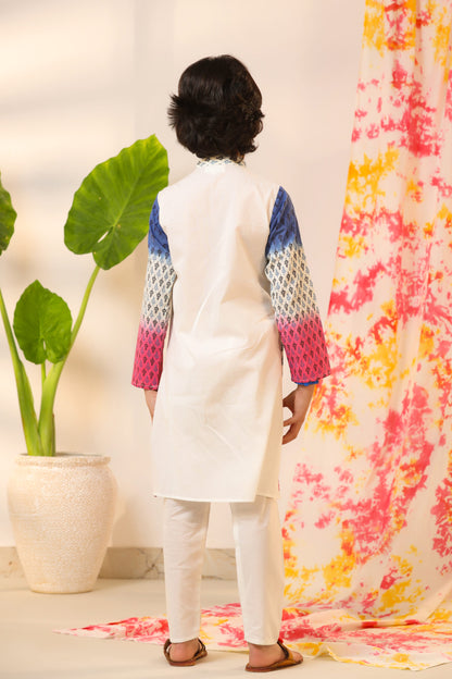 Boy Ombre Serwani Kurta Set - Blue