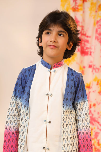 Boy Ombre Serwani Kurta Set - Blue