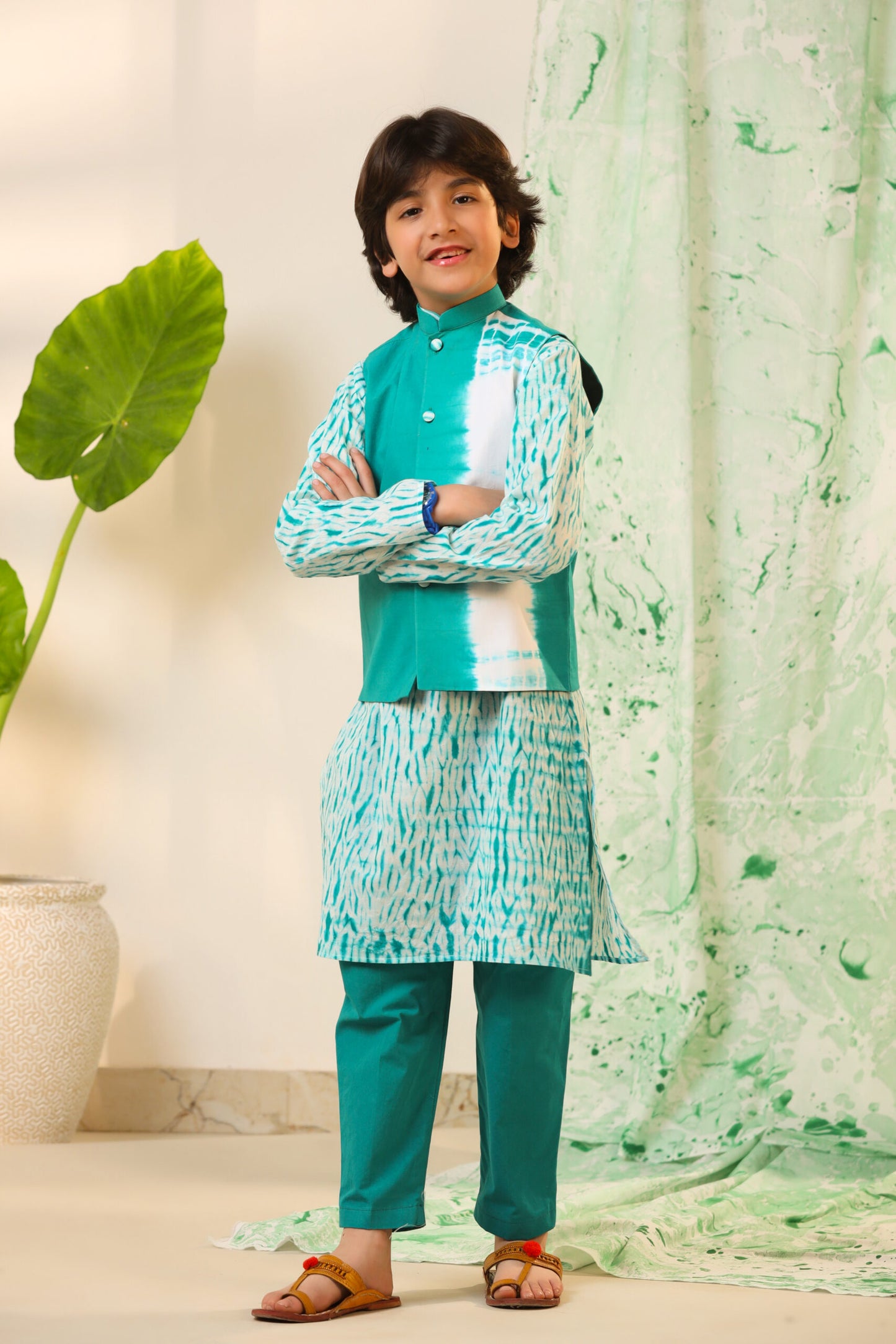 Boy Shibori 3Pc Bundi Set-Green