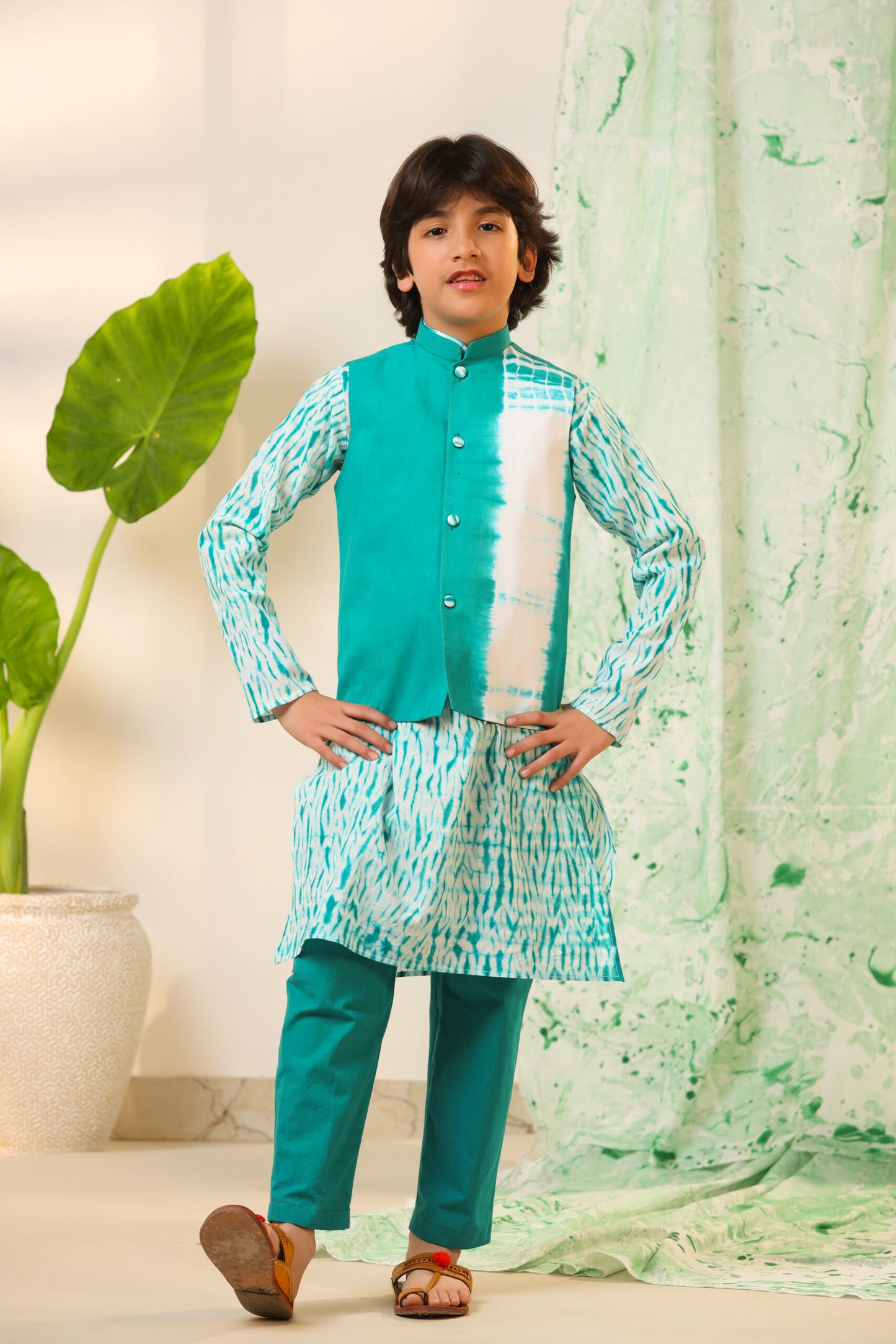 Boy Shibori 3Pc Bundi Set-Green