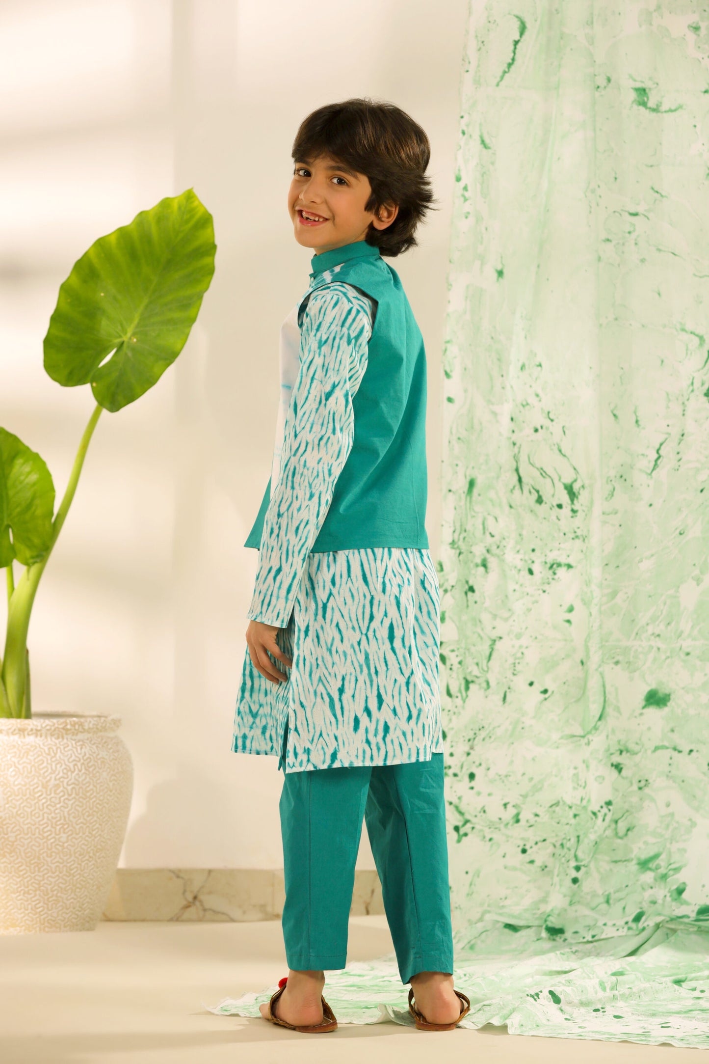 Boy Shibori 3Pc Bundi Set-Green