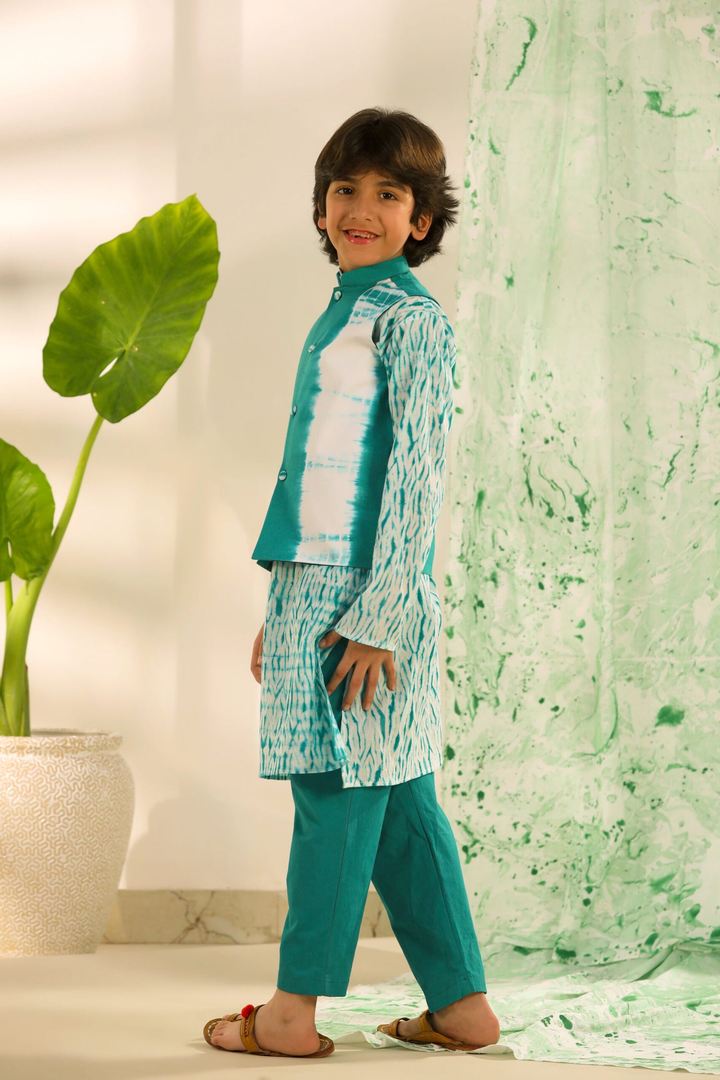 Boy Shibori 3Pc Bundi Set-Green