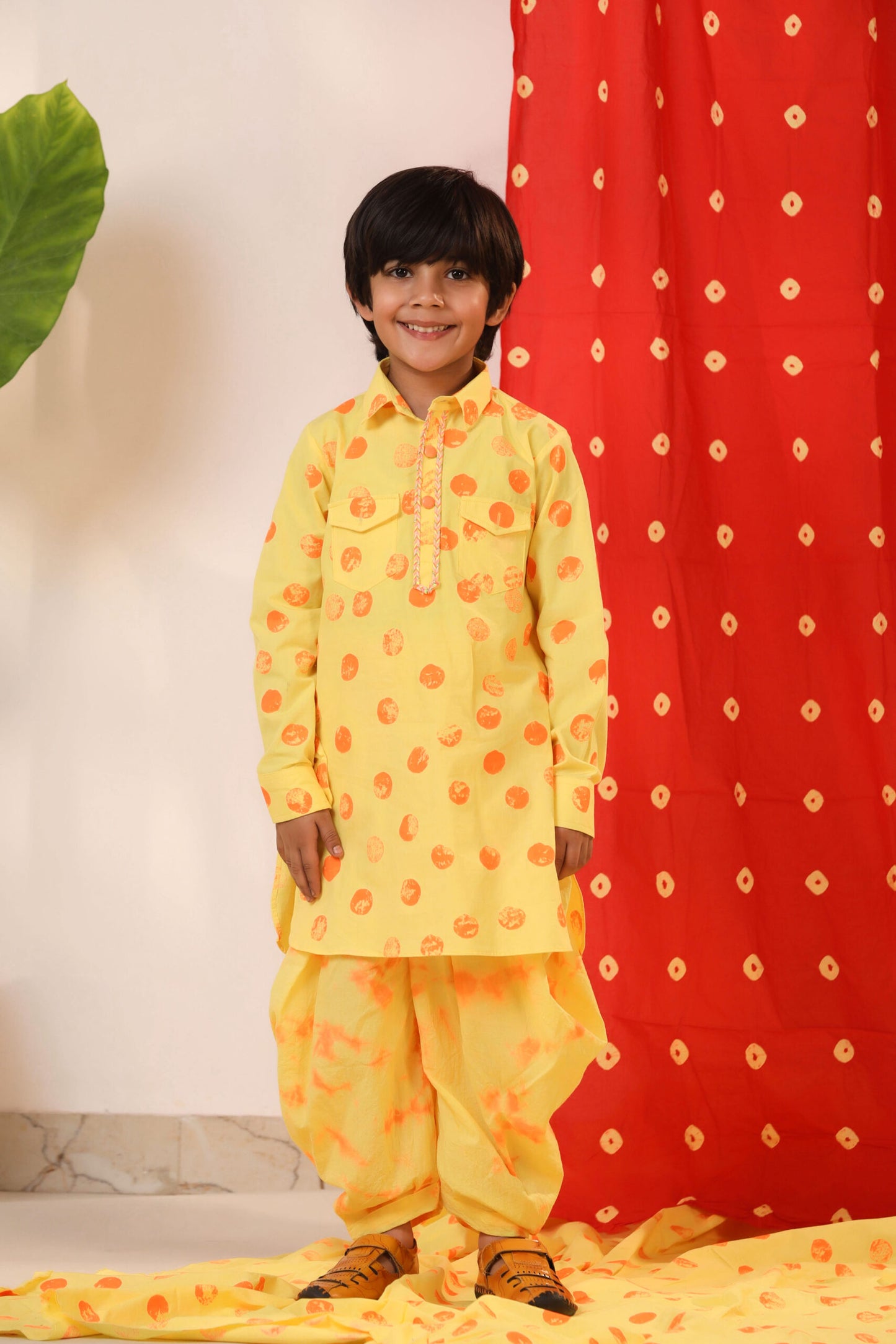 Boy Kurta  Salwar Set - Yellow