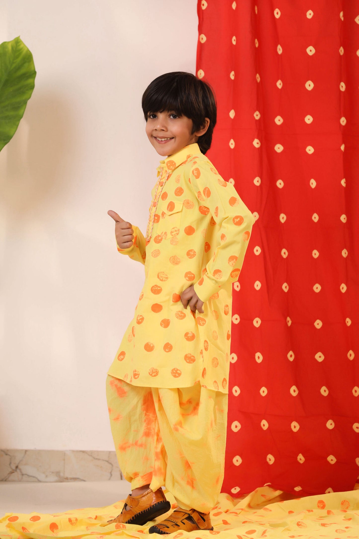 Boy Kurta  Salwar Set - Yellow