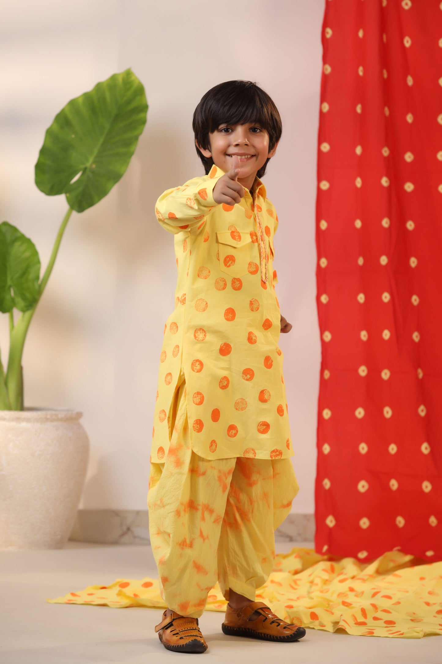 Boy Kurta  Salwar Set - Yellow