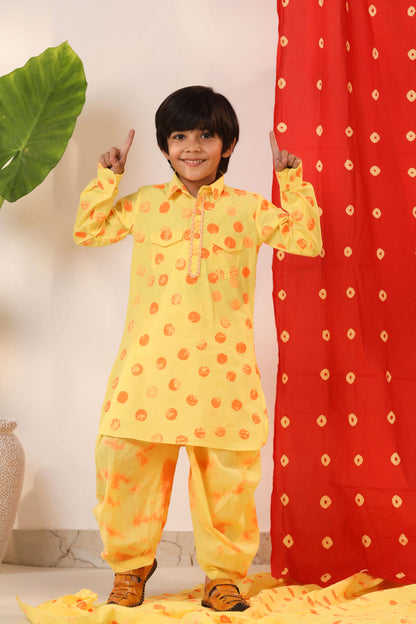 Boy Kurta  Salwar Set - Yellow