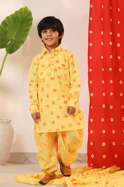 Boy Kurta  Salwar Set - Yellow