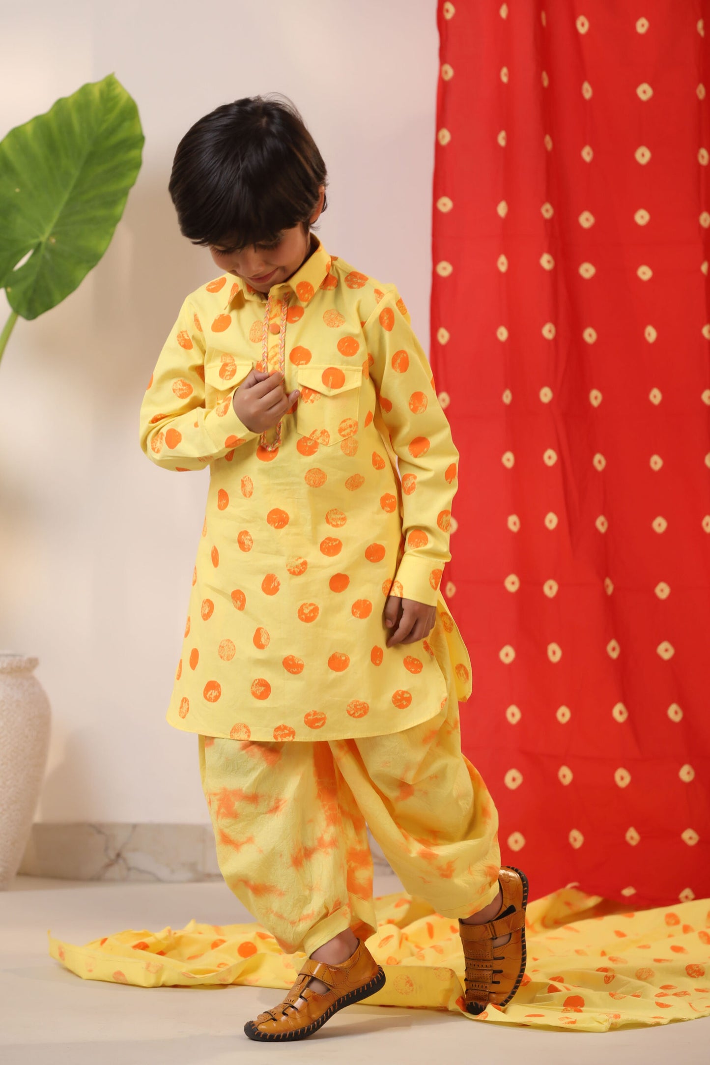 Boy Kurta  Salwar Set - Yellow