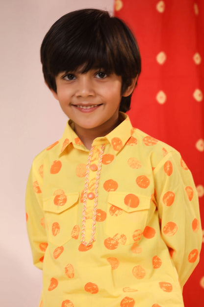 Boy Kurta  Salwar Set - Yellow