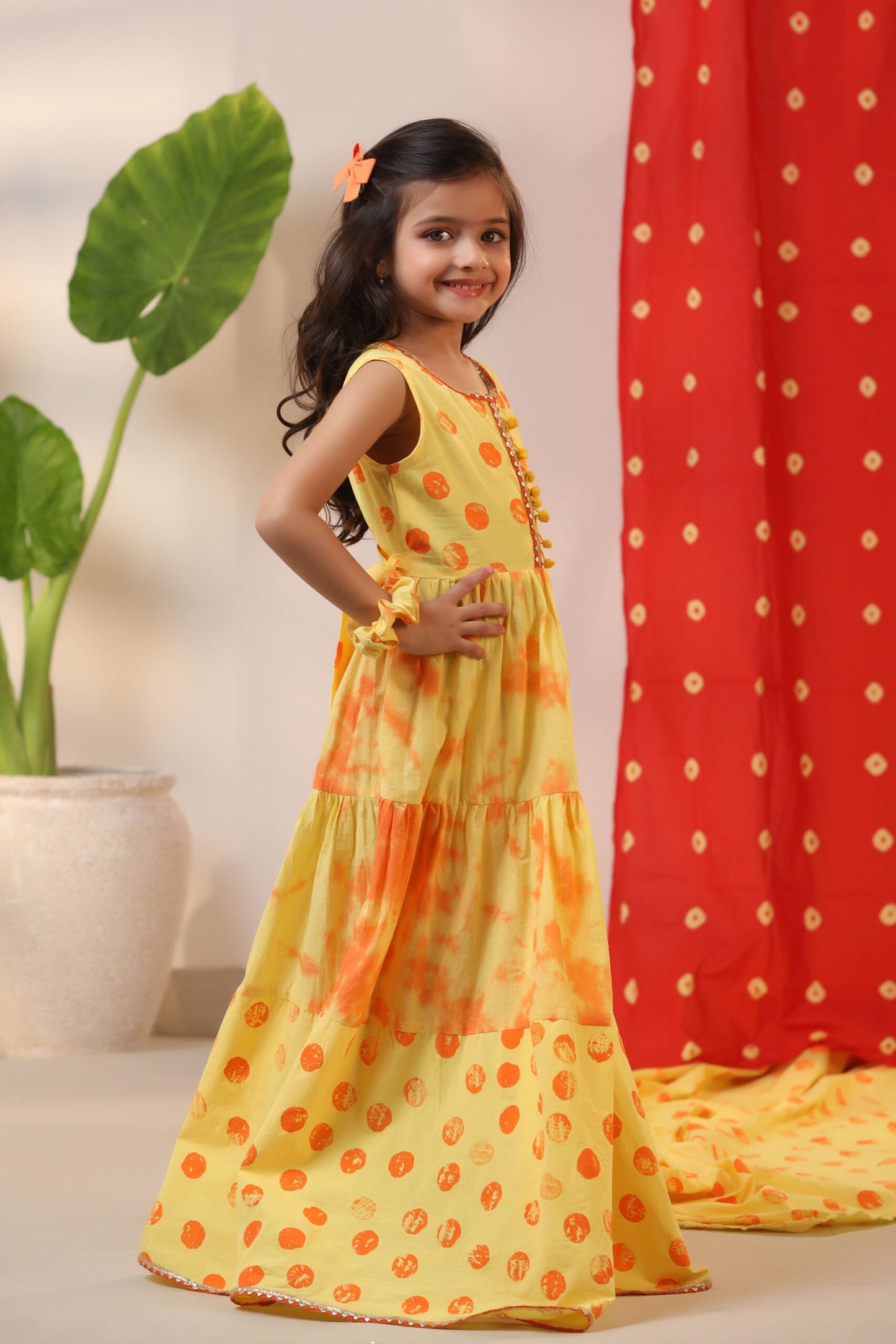 Girl Tie and Dye Frock Dress-Yellow