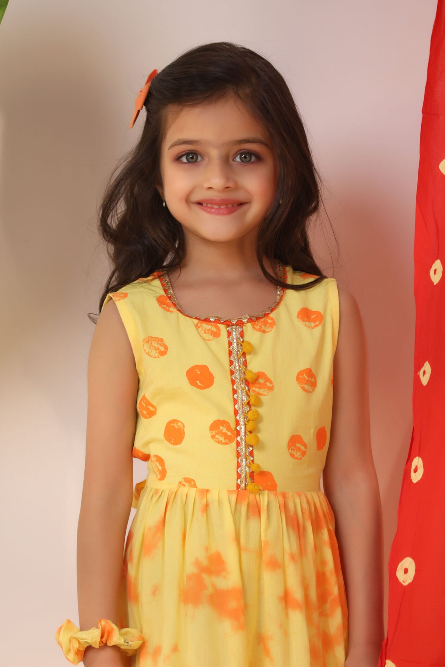 Girl Tie and Dye Frock Dress-Yellow