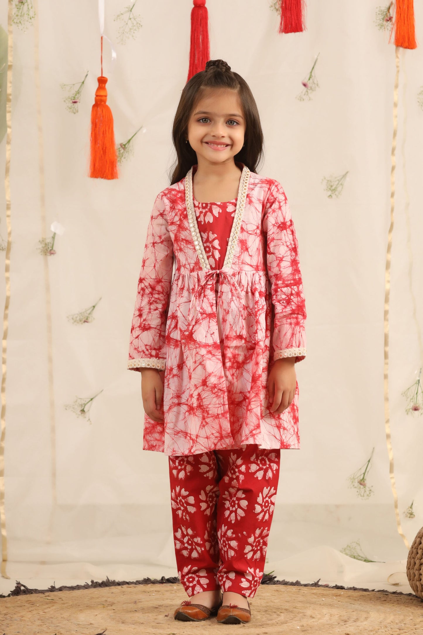 Girl Batik 3 Pc Set-Red