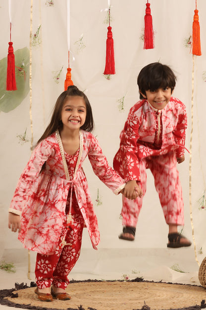 Girl Batik 3 Pc Set-Red