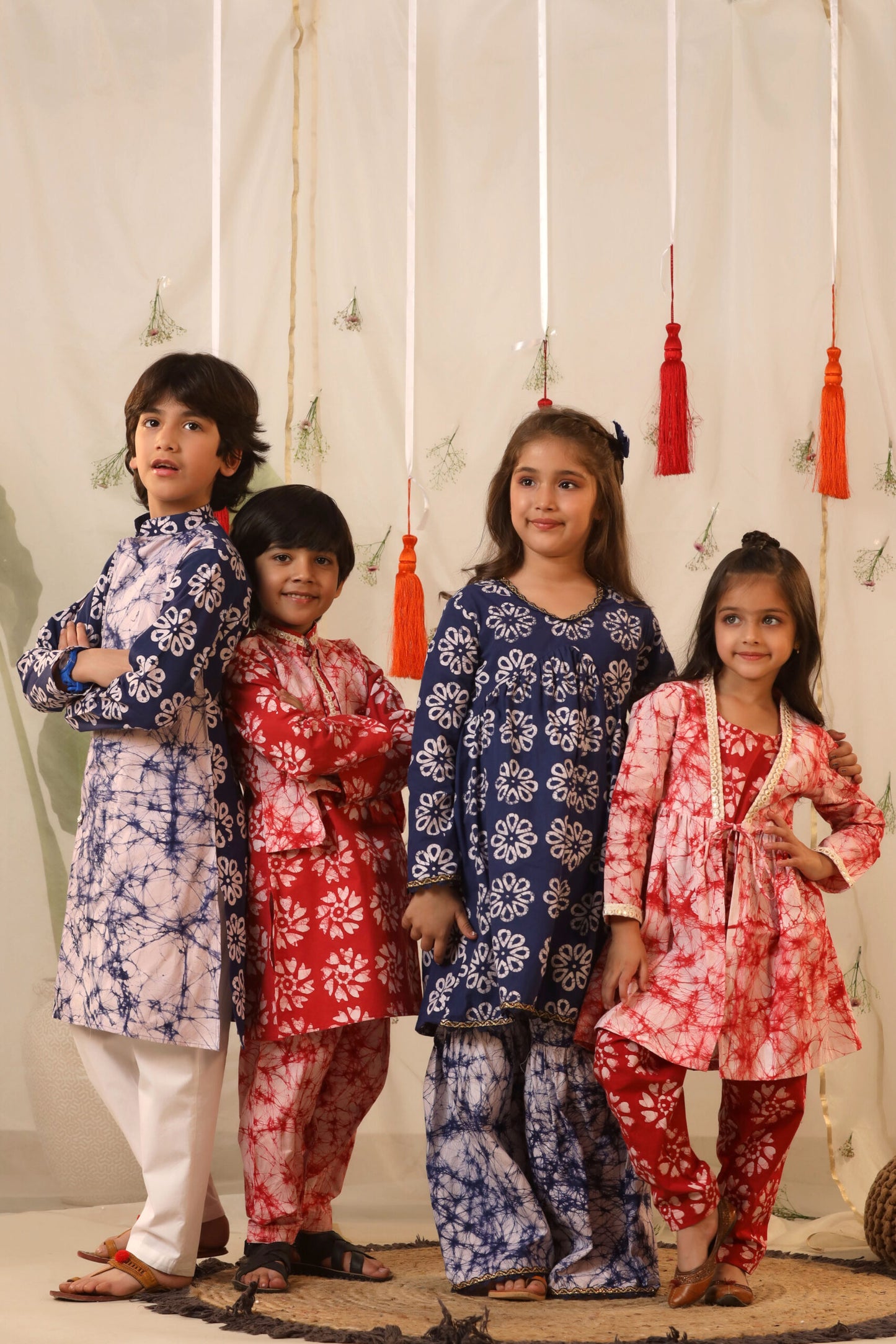 Boy Batik print Kurta Set - Blue