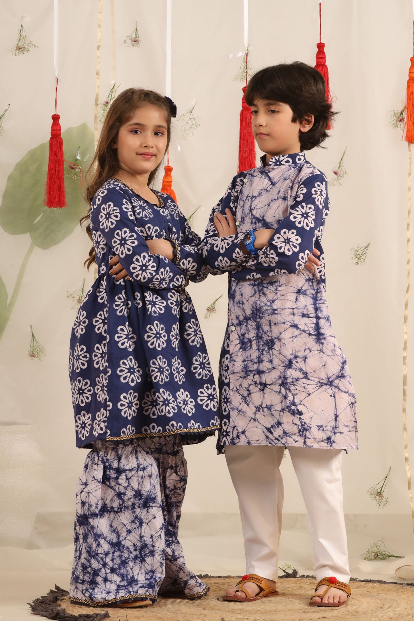 Boy Batik print Kurta Set - Blue